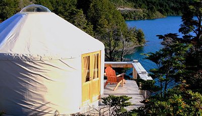 Yurt-and-blue-lake-Patagonia-camp