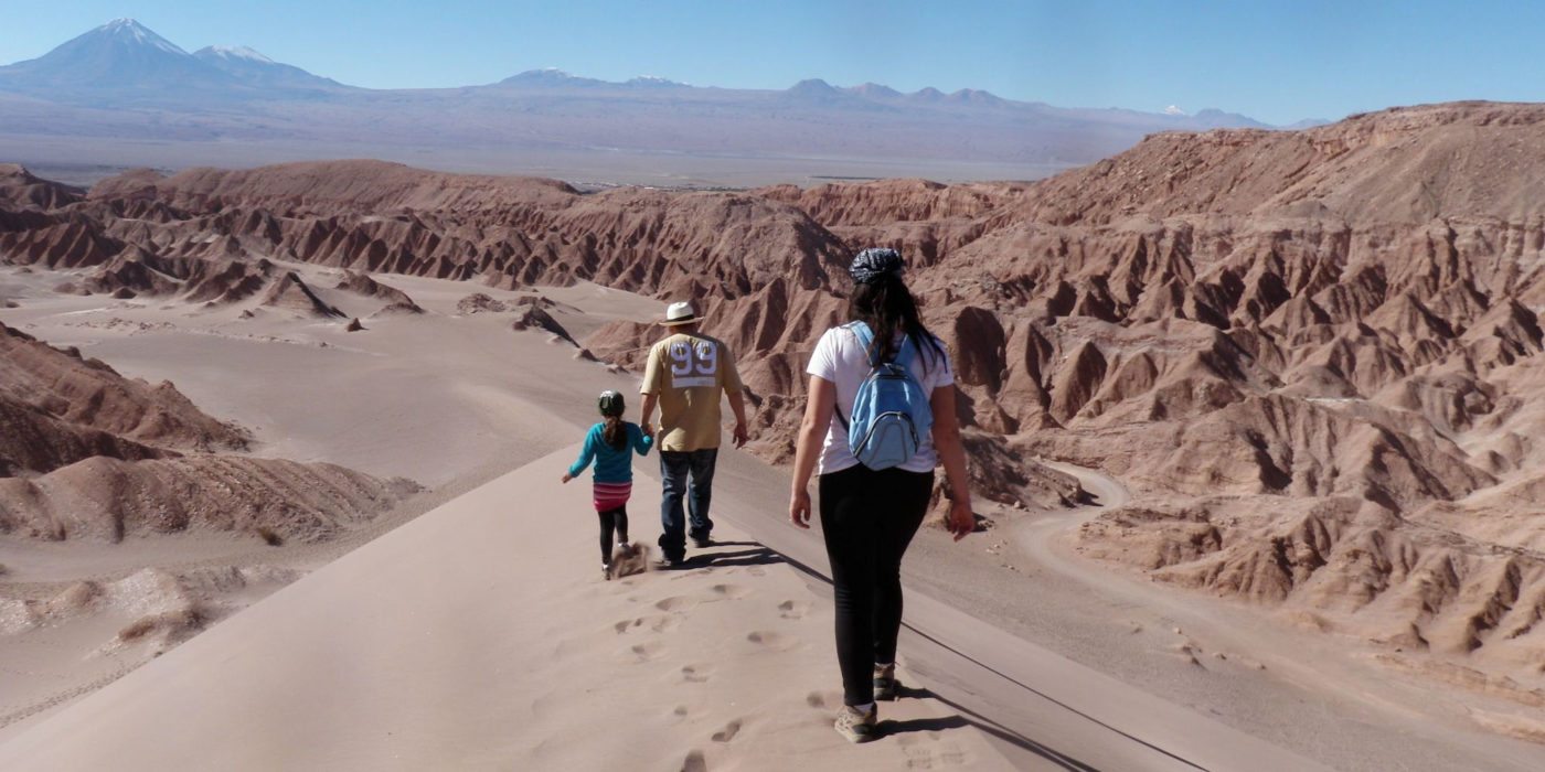 Family-hiking-Atacama-desert-Chile
